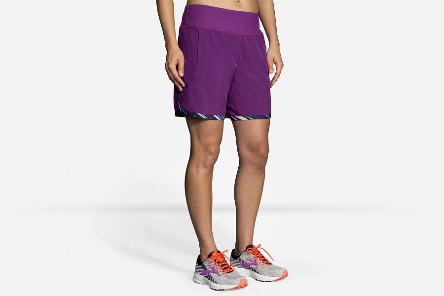 Brooks Chaser 7 Women Sport Clothes & Running Short Purple ZOF069547